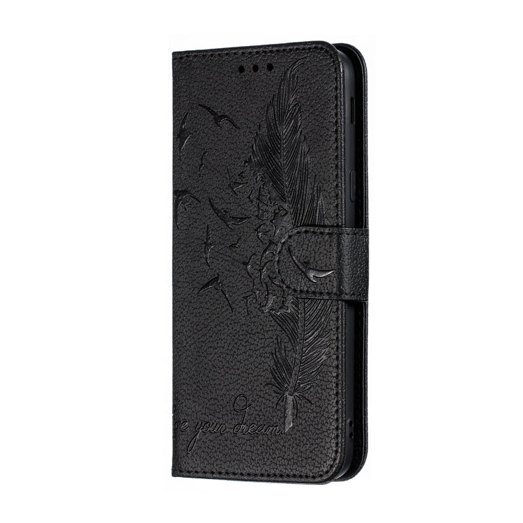 Feather Pattern Litchi Texture Horizontal Flip Leather Case with Wallet & Holder & Card Slots For Galaxy J6 (2018)(Black) by buy2fix
