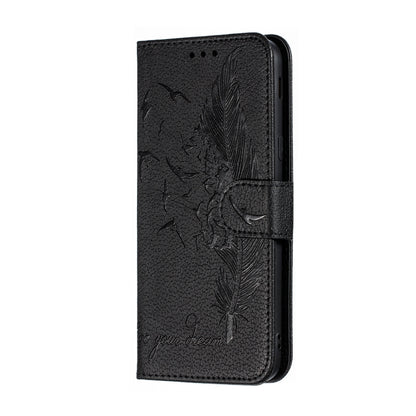 Feather Pattern Litchi Texture Horizontal Flip Leather Case with Wallet & Holder & Card Slots For Galaxy J6 (2018)(Black) by buy2fix