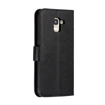 Feather Pattern Litchi Texture Horizontal Flip Leather Case with Wallet & Holder & Card Slots For Galaxy J6 (2018)(Black) by buy2fix
