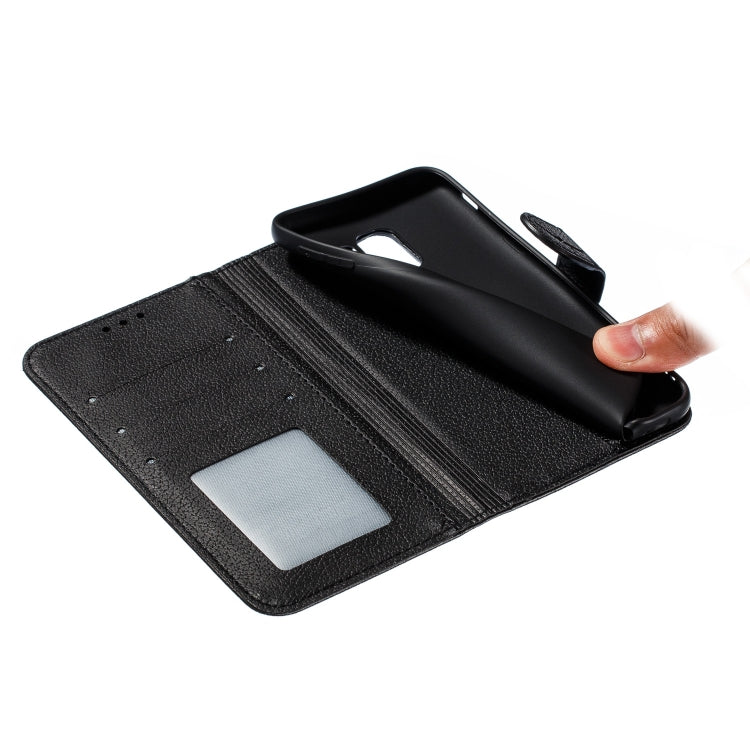 Feather Pattern Litchi Texture Horizontal Flip Leather Case with Wallet & Holder & Card Slots For Galaxy J6 (2018)(Black) by buy2fix