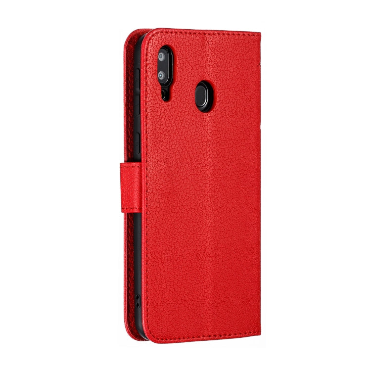 Feather Pattern Litchi Texture Horizontal Flip Leather Case with Wallet & Holder & Card Slots For Galaxy M20(Red) by buy2fix