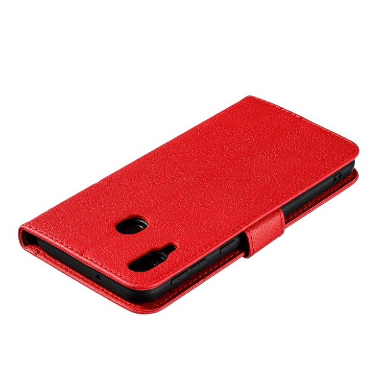 Feather Pattern Litchi Texture Horizontal Flip Leather Case with Wallet & Holder & Card Slots For Galaxy M20(Red) by buy2fix