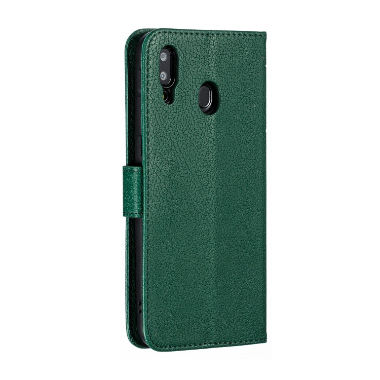 Feather Pattern Litchi Texture Horizontal Flip Leather Case with Wallet & Holder & Card Slots For Galaxy M20(Green) by buy2fix