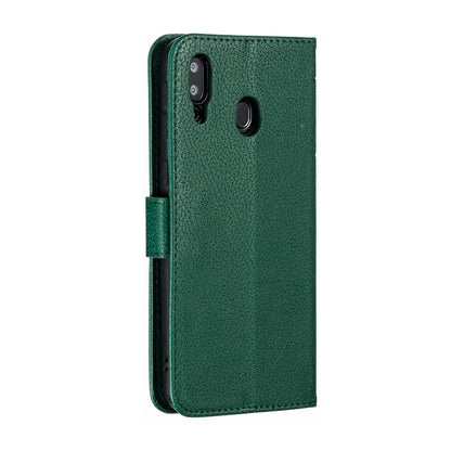 Feather Pattern Litchi Texture Horizontal Flip Leather Case with Wallet & Holder & Card Slots For Galaxy M20(Green) by buy2fix