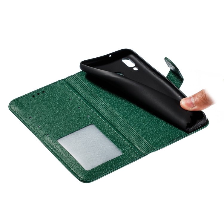 Feather Pattern Litchi Texture Horizontal Flip Leather Case with Wallet & Holder & Card Slots For Galaxy M20(Green) by buy2fix