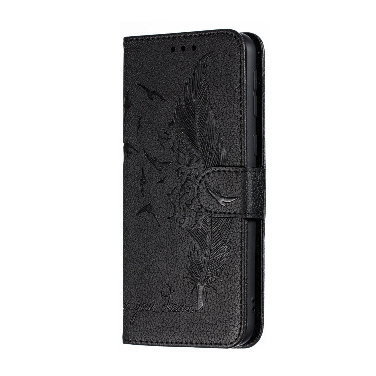 Feather Pattern Litchi Texture Horizontal Flip Leather Case with Wallet & Holder & Card Slots For Galaxy M20(Black) by buy2fix