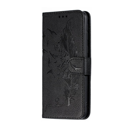 Feather Pattern Litchi Texture Horizontal Flip Leather Case with Wallet & Holder & Card Slots For Galaxy M20(Black) by buy2fix