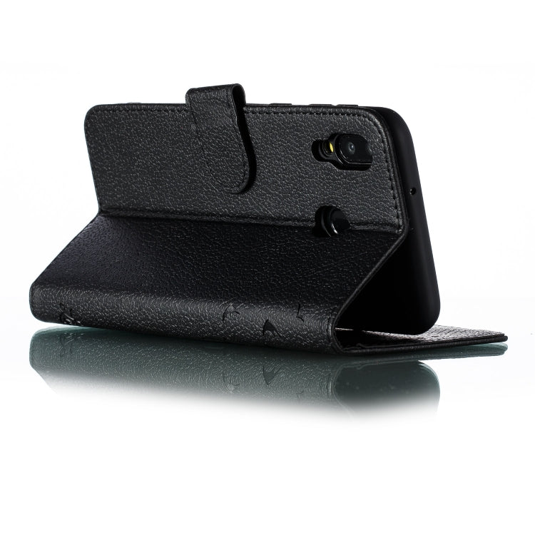 Feather Pattern Litchi Texture Horizontal Flip Leather Case with Wallet & Holder & Card Slots For Galaxy M20(Black) by buy2fix