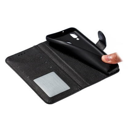 Feather Pattern Litchi Texture Horizontal Flip Leather Case with Wallet & Holder & Card Slots For Galaxy M20(Black) by buy2fix