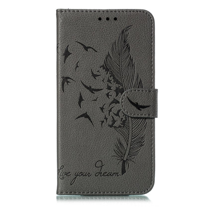 Feather Pattern Litchi Texture Horizontal Flip Leather Case with Wallet & Holder & Card Slots For Galaxy M20(Gray) by buy2fix