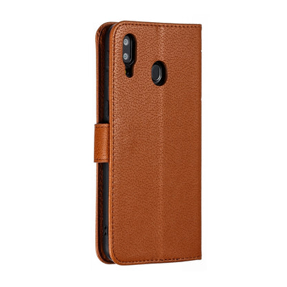 Feather Pattern Litchi Texture Horizontal Flip Leather Case with Wallet & Holder & Card Slots For Galaxy M20(Brown) by buy2fix