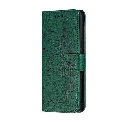 Feather Pattern Litchi Texture Horizontal Flip Leather Case with Wallet & Holder & Card Slots For Galaxy S9(Green) by buy2fix