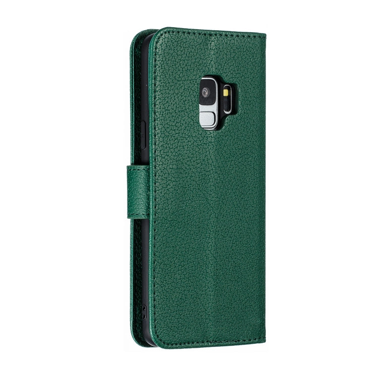 Feather Pattern Litchi Texture Horizontal Flip Leather Case with Wallet & Holder & Card Slots For Galaxy S9(Green) by buy2fix