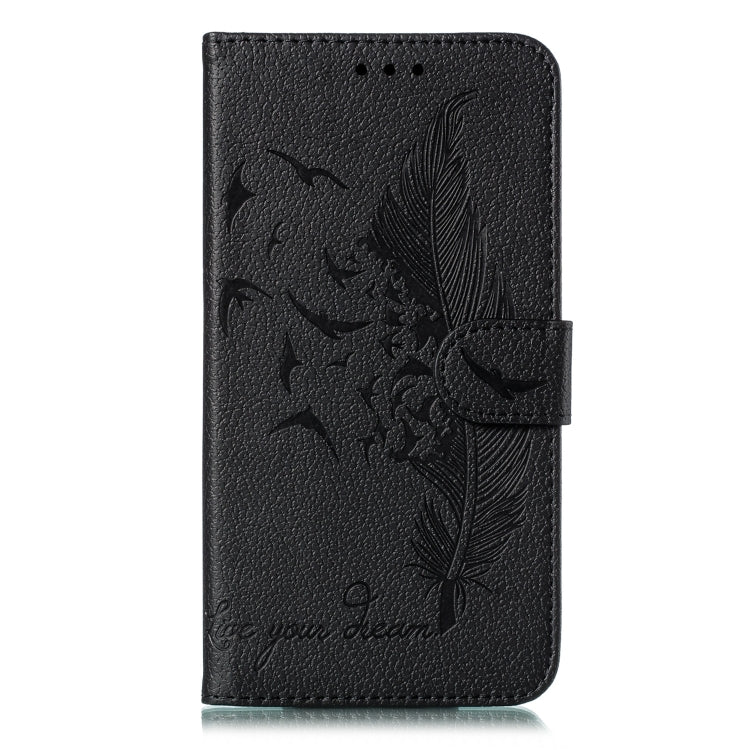 Feather Pattern Litchi Texture Horizontal Flip Leather Case with Wallet & Holder & Card Slots For Galaxy S10e(Black) by buy2fix