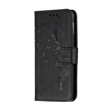Feather Pattern Litchi Texture Horizontal Flip Leather Case with Wallet & Holder & Card Slots For Galaxy S10e(Black) by buy2fix