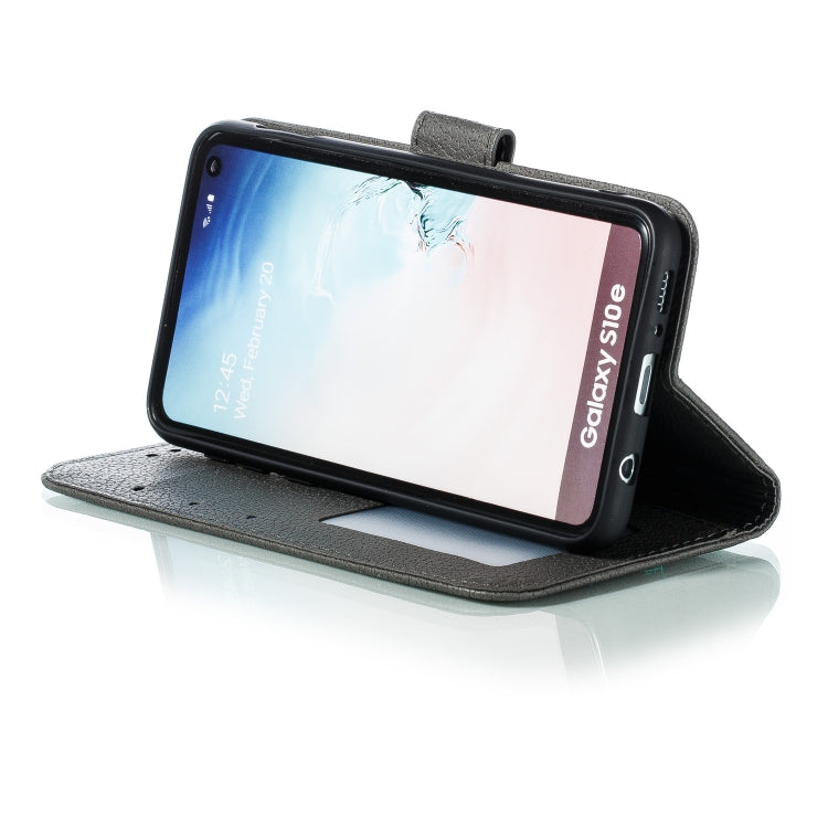 Feather Pattern Litchi Texture Horizontal Flip Leather Case with Wallet & Holder & Card Slots For Galaxy S10e(Gray) by buy2fix