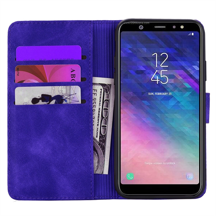 Calf Pattern Double Folding Design Embossed Leather Case with Wallet & Holder & Card Slots for Galaxy A6 (2018)(Purple) by buy2fix