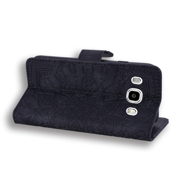 Calf Pattern Double Folding Design Embossed Leather Case with Wallet & Holder & Card Slots for Galaxy J5 (2016) / J510(Black) by buy2fix