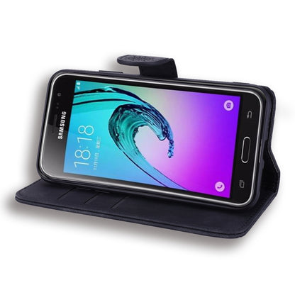 Calf Pattern Double Folding Design Embossed Leather Case with Wallet & Holder & Card Slots for Galaxy J5 (2016) / J510(Black) by buy2fix