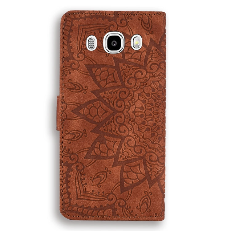 Calf Pattern Double Folding Design Embossed Leather Case with Wallet & Holder & Card Slots for Galaxy J5 (2016) / J510(Brown) by buy2fix
