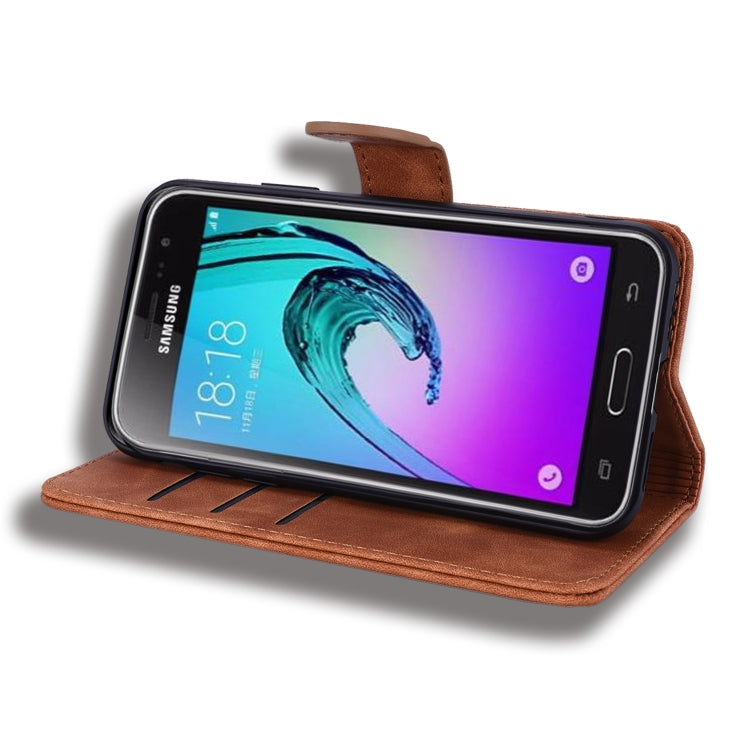 Calf Pattern Double Folding Design Embossed Leather Case with Wallet & Holder & Card Slots for Galaxy J5 (2016) / J510(Brown) by buy2fix