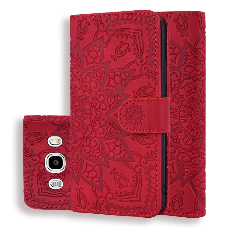 Calf Pattern Double Folding Design Embossed Leather Case with Wallet & Holder & Card Slots for Galaxy J5 (2016) / J510(Red) by buy2fix
