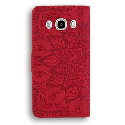 Calf Pattern Double Folding Design Embossed Leather Case with Wallet & Holder & Card Slots for Galaxy J5 (2016) / J510(Red) by buy2fix