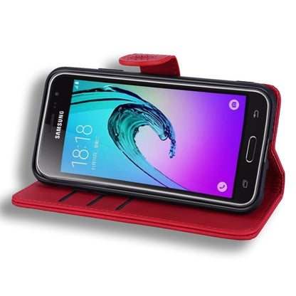 Calf Pattern Double Folding Design Embossed Leather Case with Wallet & Holder & Card Slots for Galaxy J5 (2016) / J510(Red) by buy2fix