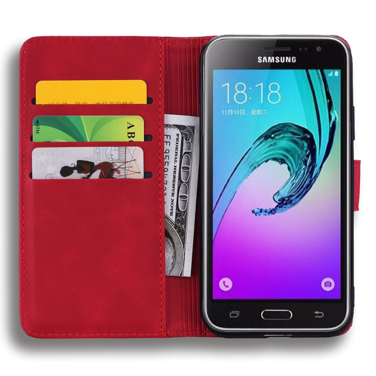 Calf Pattern Double Folding Design Embossed Leather Case with Wallet & Holder & Card Slots for Galaxy J5 (2016) / J510(Red) by buy2fix