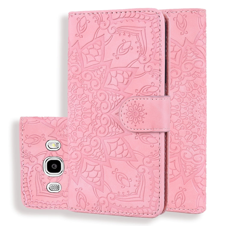 Calf Pattern Double Folding Design Embossed Leather Case with Wallet & Holder & Card Slots for Galaxy J5 (2016) / J510(Pink) by buy2fix