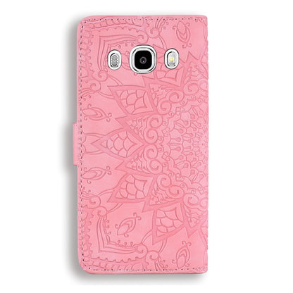 Calf Pattern Double Folding Design Embossed Leather Case with Wallet & Holder & Card Slots for Galaxy J5 (2016) / J510(Pink) by buy2fix