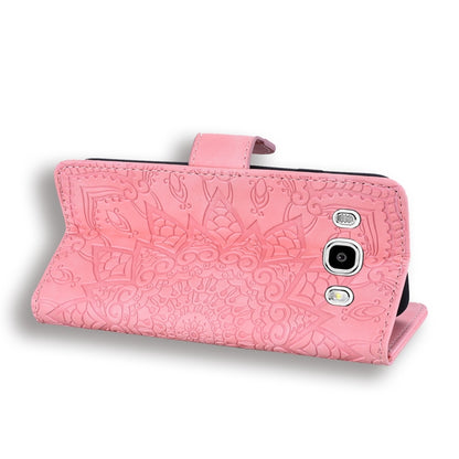 Calf Pattern Double Folding Design Embossed Leather Case with Wallet & Holder & Card Slots for Galaxy J5 (2016) / J510(Pink) by buy2fix