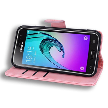 Calf Pattern Double Folding Design Embossed Leather Case with Wallet & Holder & Card Slots for Galaxy J5 (2016) / J510(Pink) by buy2fix