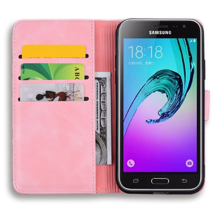 Calf Pattern Double Folding Design Embossed Leather Case with Wallet & Holder & Card Slots for Galaxy J5 (2016) / J510(Pink) by buy2fix
