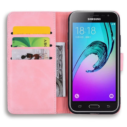 Calf Pattern Double Folding Design Embossed Leather Case with Wallet & Holder & Card Slots for Galaxy J5 (2016) / J510(Pink) by buy2fix