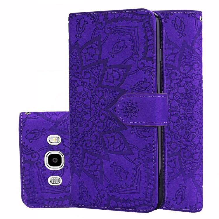 Calf Pattern Double Folding Design Embossed Leather Case with Wallet & Holder & Card Slots for Galaxy J5 (2016) / J510(Purple) by buy2fix
