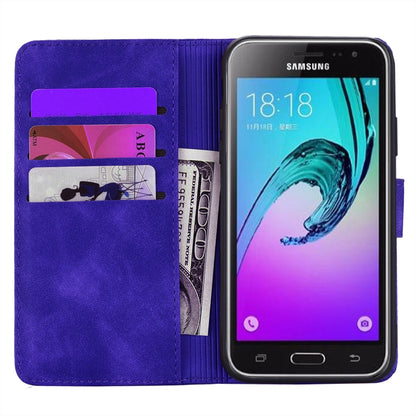 Calf Pattern Double Folding Design Embossed Leather Case with Wallet & Holder & Card Slots for Galaxy J5 (2016) / J510(Purple) by buy2fix