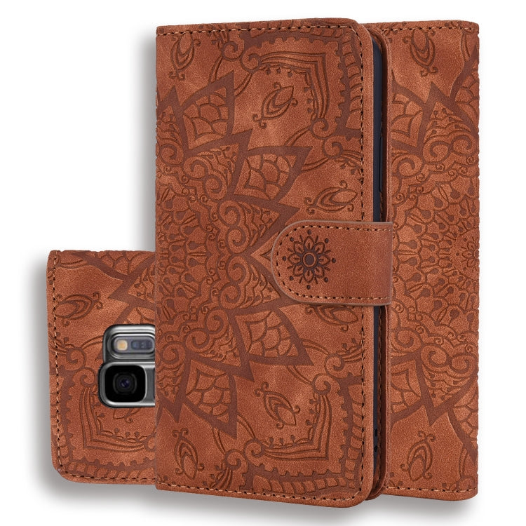 Calf Pattern Double Folding Design Embossed Leather Case with Wallet & Holder & Card Slots for Galaxy S9(Brown) by buy2fix