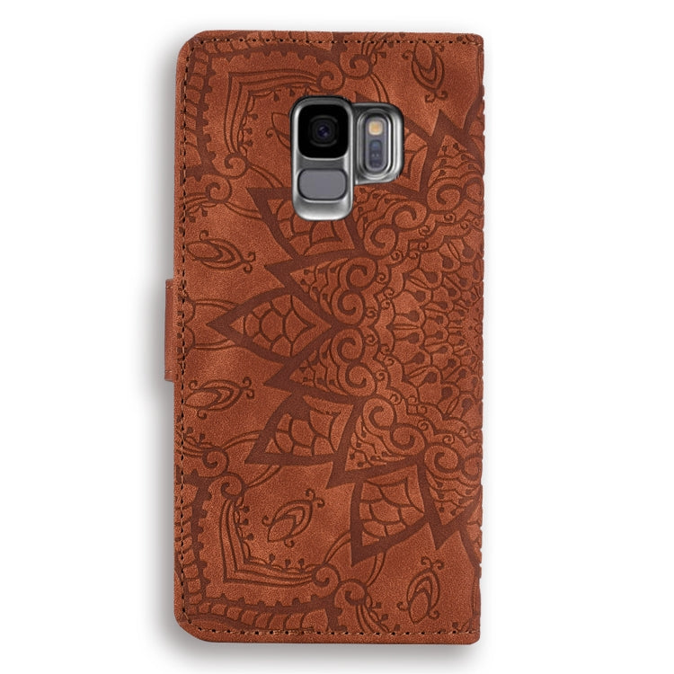 Calf Pattern Double Folding Design Embossed Leather Case with Wallet & Holder & Card Slots for Galaxy S9(Brown) by buy2fix