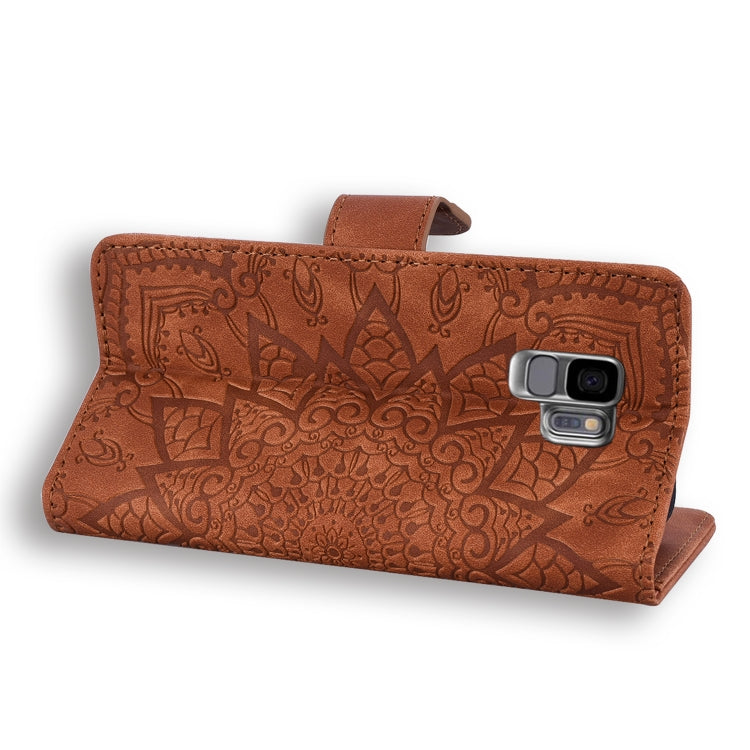 Calf Pattern Double Folding Design Embossed Leather Case with Wallet & Holder & Card Slots for Galaxy S9(Brown) by buy2fix