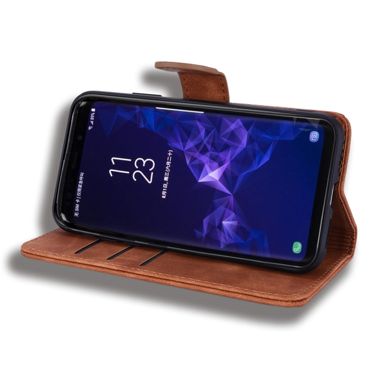 Calf Pattern Double Folding Design Embossed Leather Case with Wallet & Holder & Card Slots for Galaxy S9(Brown) by buy2fix