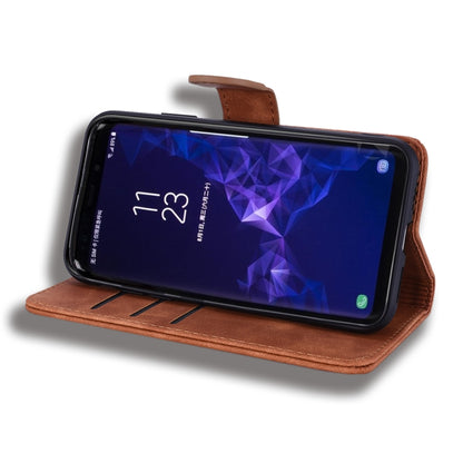 Calf Pattern Double Folding Design Embossed Leather Case with Wallet & Holder & Card Slots for Galaxy S9(Brown) by buy2fix