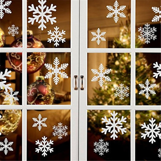 Creative Window Glass Door Removable Christmas New Year Festival Wall Sticker Decoration(White Snowflake) - Christmas Stickers by buy2fix | Online Shopping UK | buy2fix