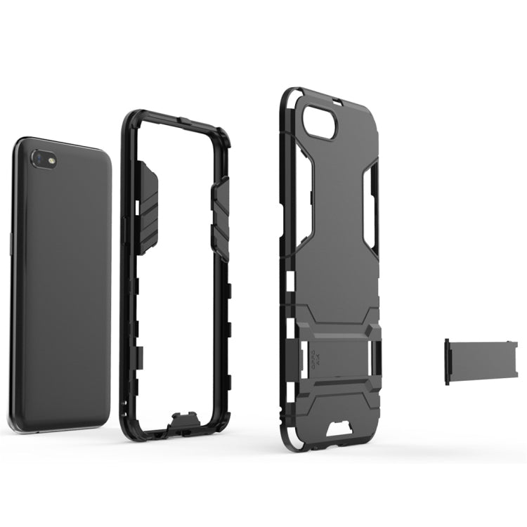 For OPPO A1k / Realme C2 Shockproof PC + TPU Protective Case with Invisible Holder(Navy Blue) - Realme Cases by buy2fix | Online Shopping UK | buy2fix