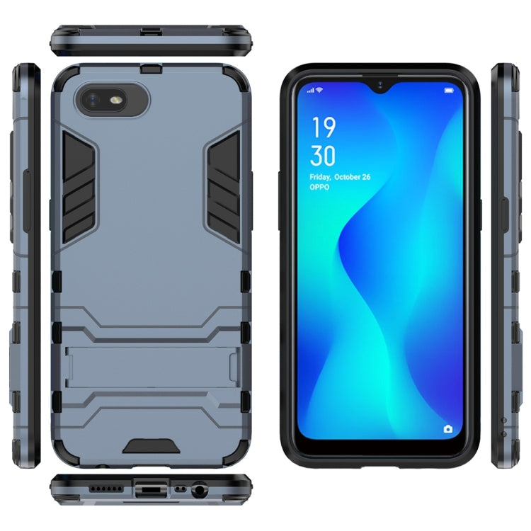 For OPPO A1k / Realme C2 Shockproof PC + TPU Protective Case with Invisible Holder(Navy Blue) - Realme Cases by buy2fix | Online Shopping UK | buy2fix