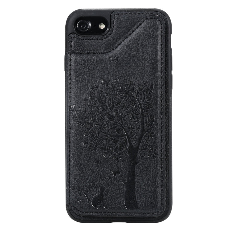 For iPhone 7 / 8 Cat Tree Embossing Pattern Shockproof Protective Case with Card Slots & Photo Frame(Black) - More iPhone Cases by buy2fix | Online Shopping UK | buy2fix