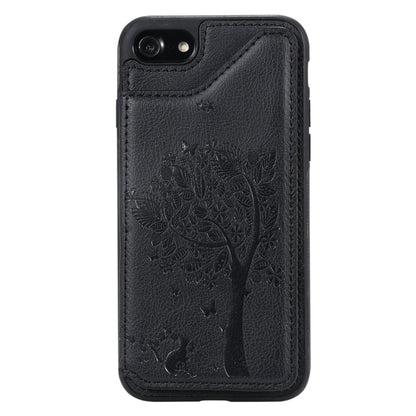 For iPhone 7 / 8 Cat Tree Embossing Pattern Shockproof Protective Case with Card Slots & Photo Frame(Black) - More iPhone Cases by buy2fix | Online Shopping UK | buy2fix
