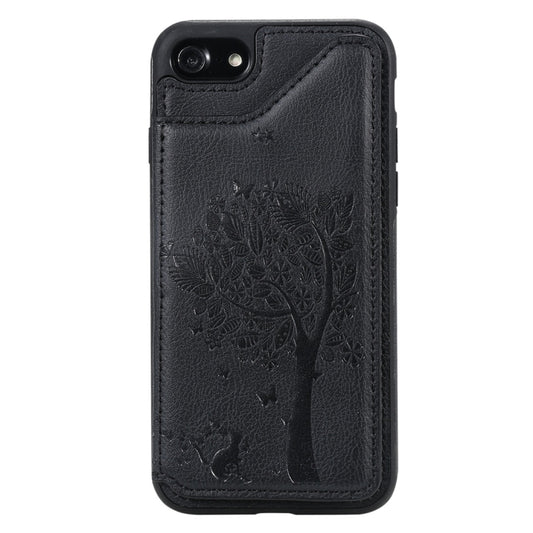 For iPhone 7 / 8 Cat Tree Embossing Pattern Shockproof Protective Case with Card Slots & Photo Frame(Black) - More iPhone Cases by buy2fix | Online Shopping UK | buy2fix
