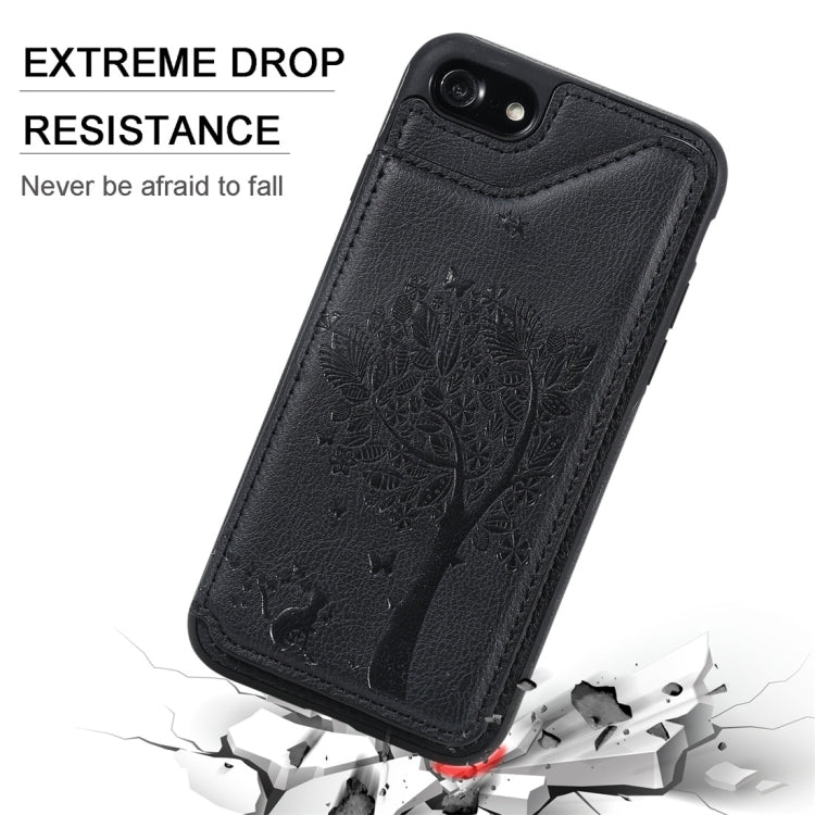 For iPhone 7 / 8 Cat Tree Embossing Pattern Shockproof Protective Case with Card Slots & Photo Frame(Black) - More iPhone Cases by buy2fix | Online Shopping UK | buy2fix