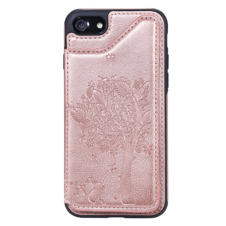 For iPhone 7 / 8 Cat Tree Embossing Pattern Shockproof Protective Case with Card Slots & Photo Frame(Rose Gold) - More iPhone Cases by buy2fix | Online Shopping UK | buy2fix